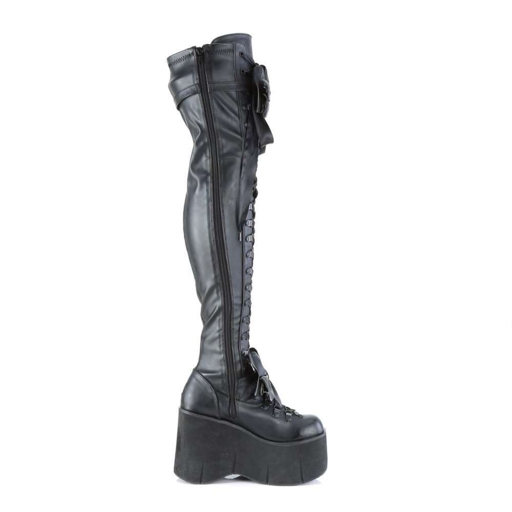 Stretch Black Matte Platform Thigh Boots Goth Punk Rock Rave Kera 303 - Picture 9 of 12